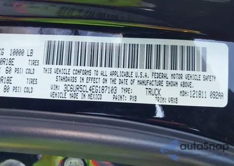 2014 Ram 2500 Tradesman из США, поврежденный, VIN 3C6UR5CL4EG187103